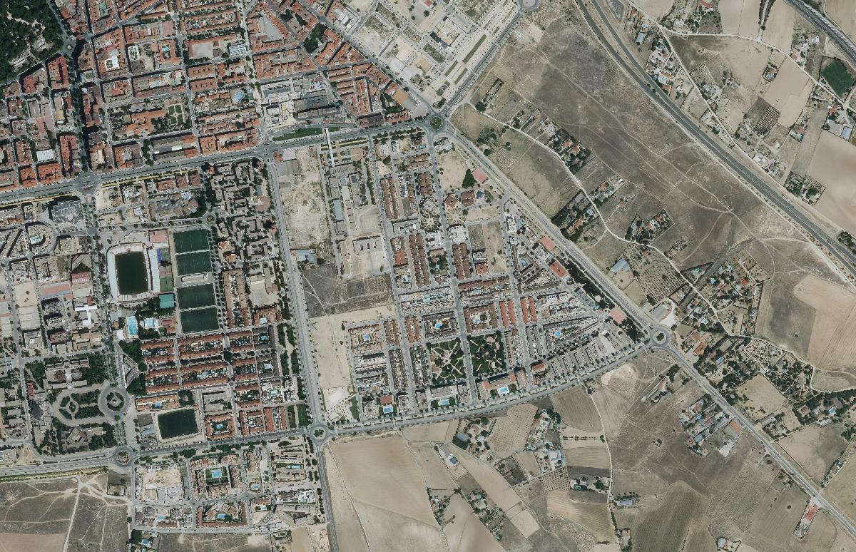 Foto aérea del barrio de Medicina, en Albacete, en 2024