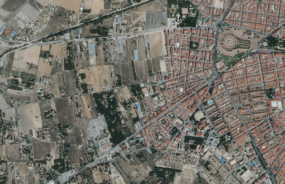 Foto aérea del barrio de San Pablo, en Albacete, en 2024